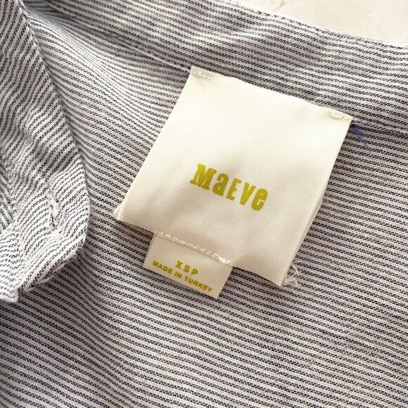 Anthro Mave Women's Blue Stripped Pull Over Ruffled Sleeves XS P Boho Preppy - Picture 8 of 10